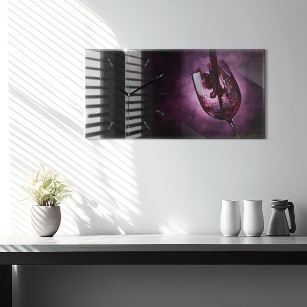 Horizontal wall clock Wine glass