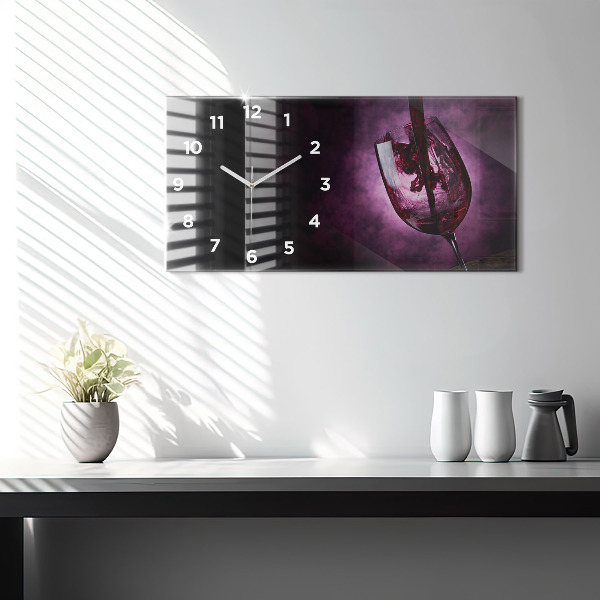Horizontal wall clock Wine glass