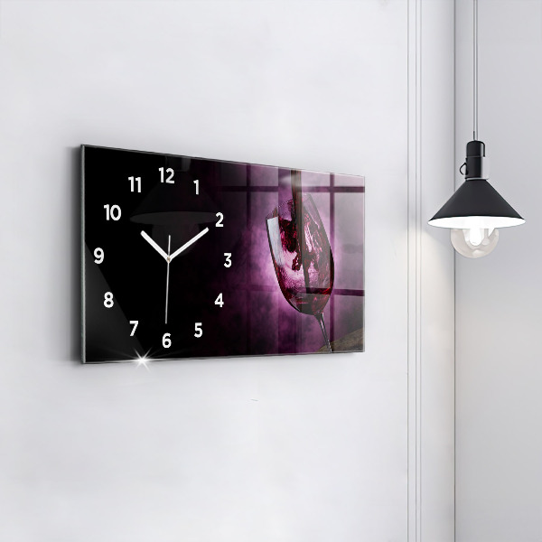 Horizontal wall clock Wine glass