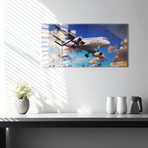 Horizontal wall clock Cloud Plane