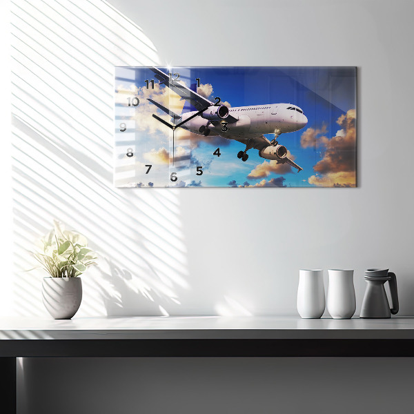 Horizontal wall clock Cloud Plane