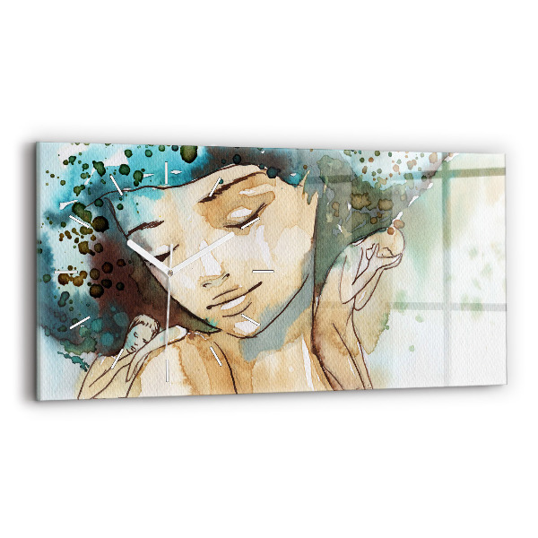 Horizontal wall clock Abstraction Woman