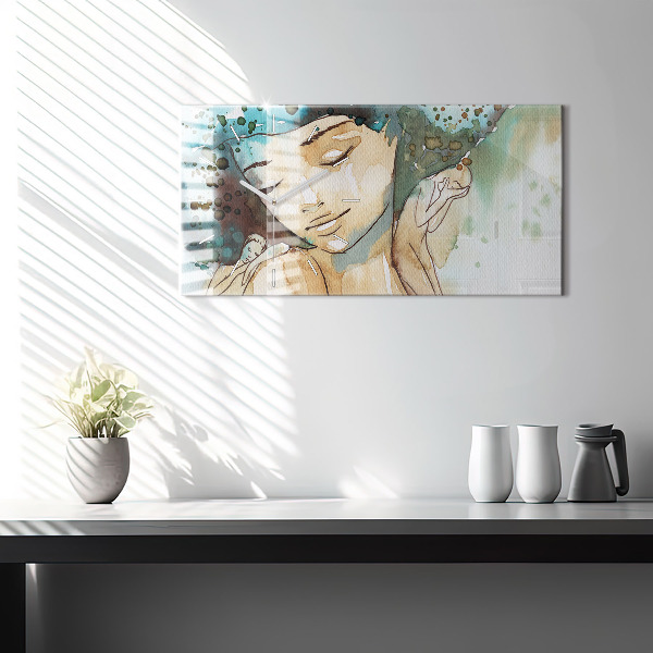 Horizontal wall clock Abstraction Woman
