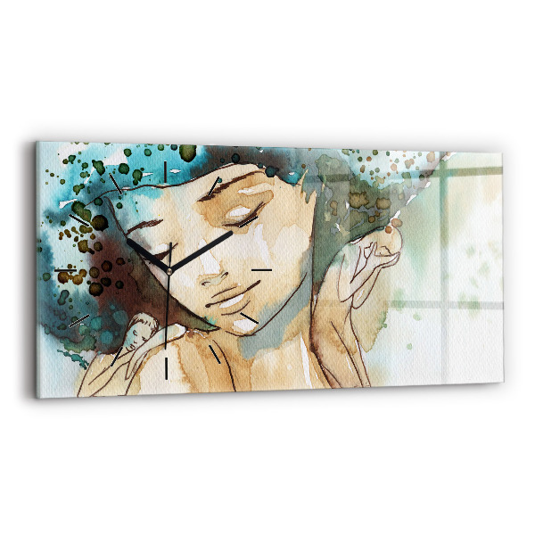 Horizontal wall clock Abstraction Woman