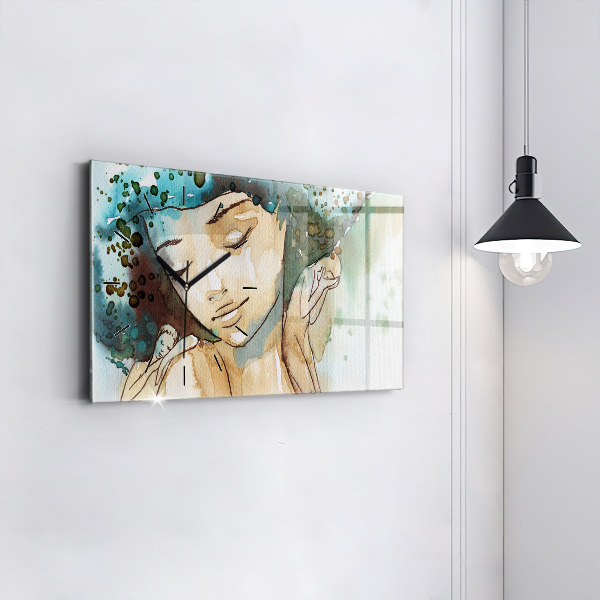 Horizontal wall clock Abstraction Woman