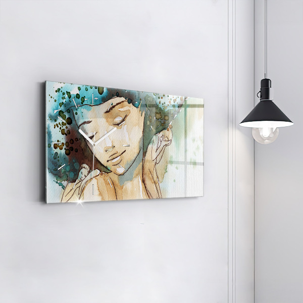 Horizontal wall clock Abstraction Woman