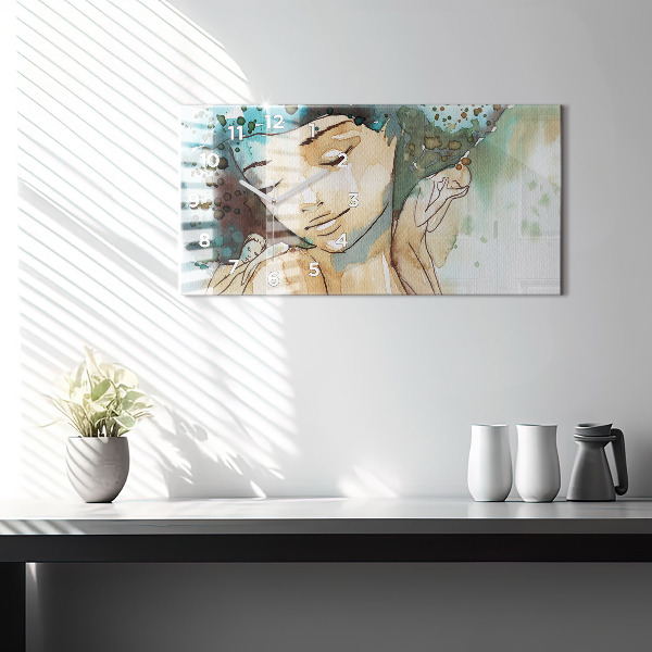 Horizontal wall clock Abstraction Woman