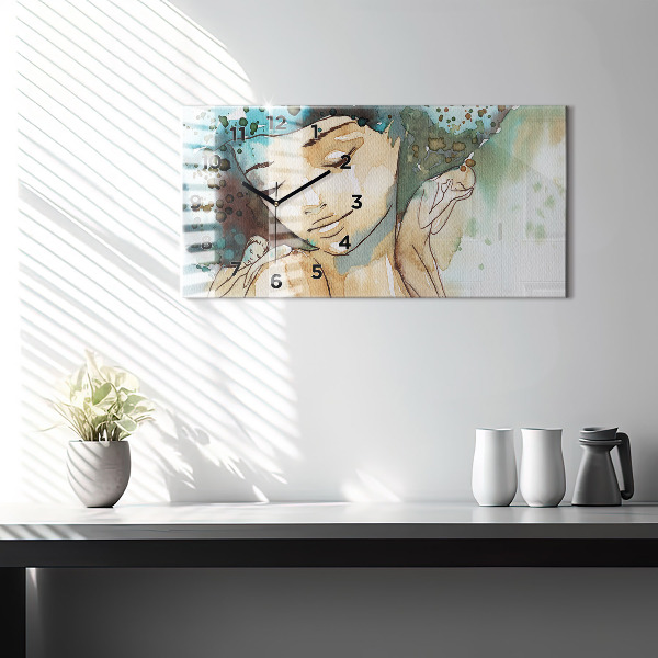 Horizontal wall clock Abstraction Woman