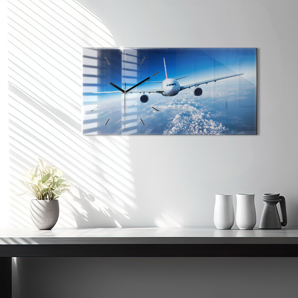Horizontal wall clock Cloud Plane