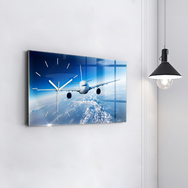 Horizontal wall clock Cloud Plane