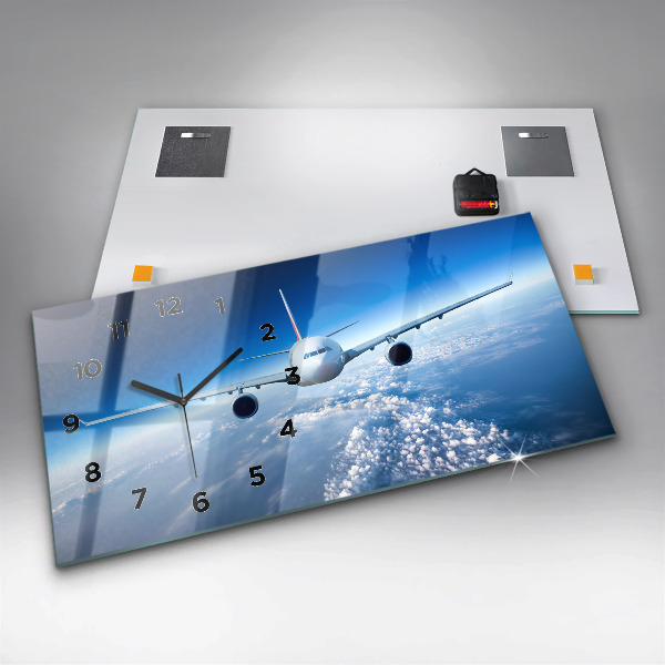 Horizontal wall clock Cloud Plane