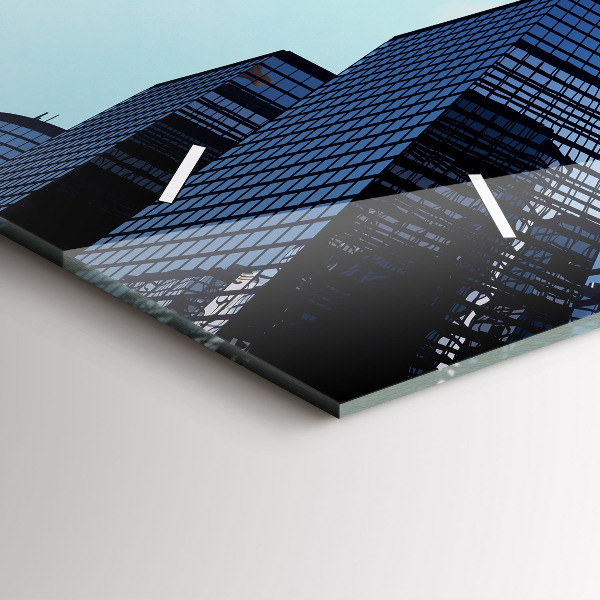 Horizontal wall clock Airplane over buildings