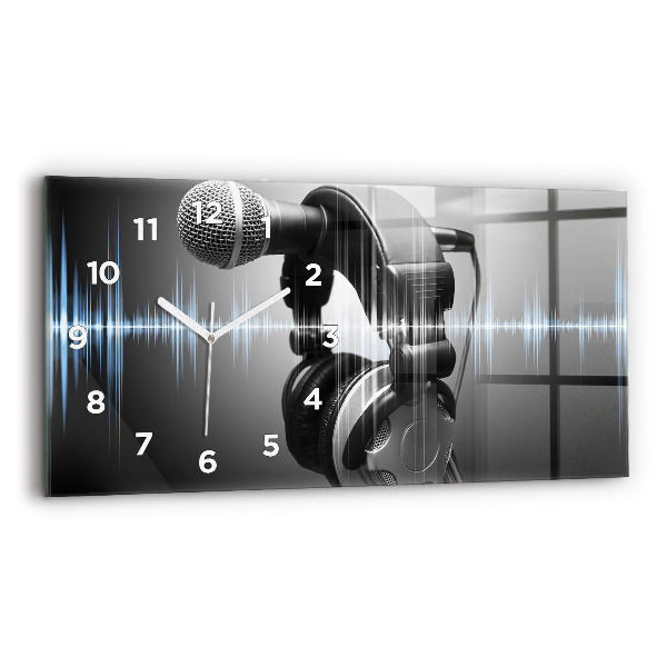 Horizontal wall clock Microphone and Headphones