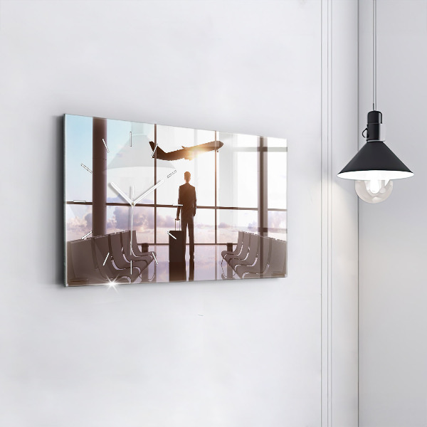 Horizontal wall clock Man at the airport