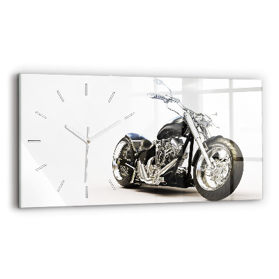 Horizontal wall clock Black motorcycle