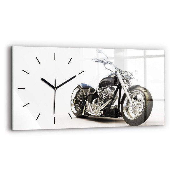 Horizontal wall clock Black motorcycle