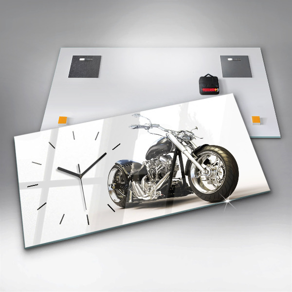 Horizontal wall clock Black motorcycle