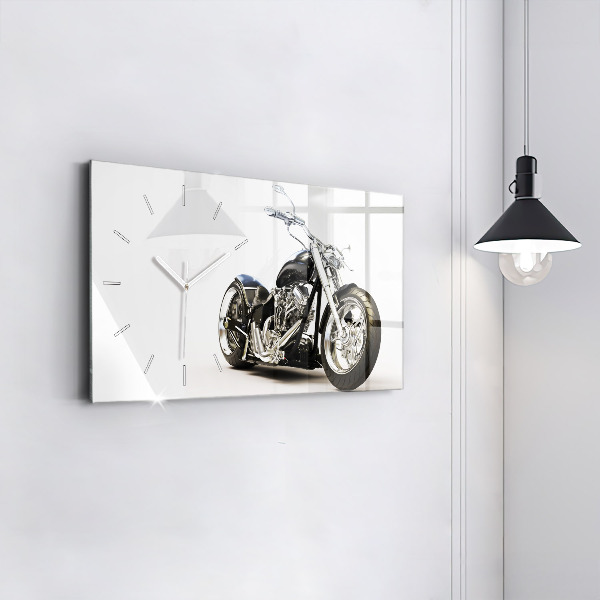 Horizontal wall clock Black motorcycle