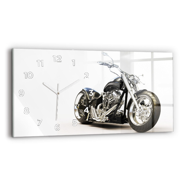 Horizontal wall clock Black motorcycle