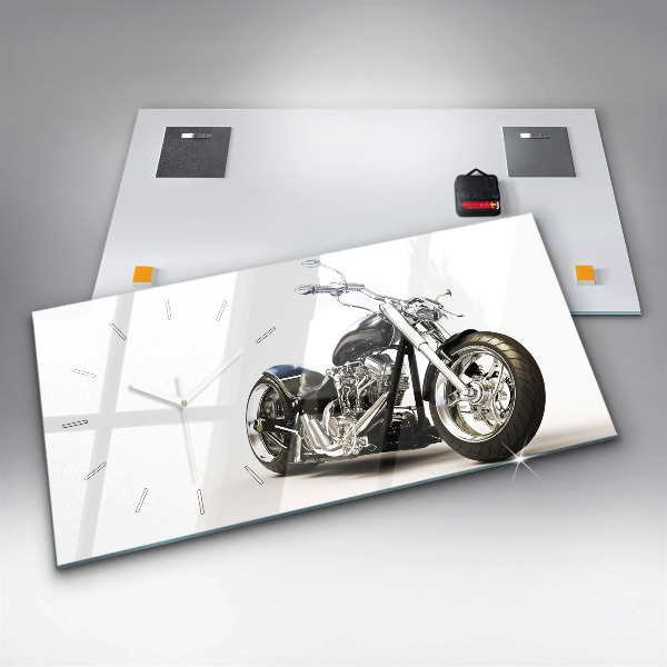 Horizontal wall clock Black motorcycle