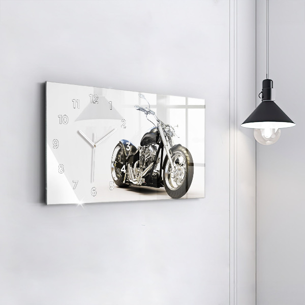 Horizontal wall clock Black motorcycle