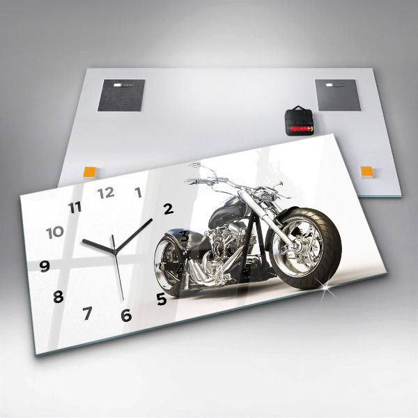 Horizontal wall clock Black motorcycle