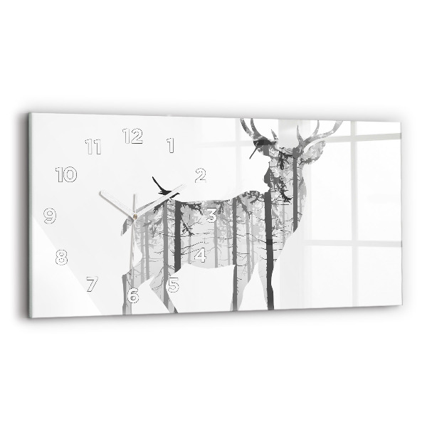 Horizontal wall clock Silhouette of a deer Forest