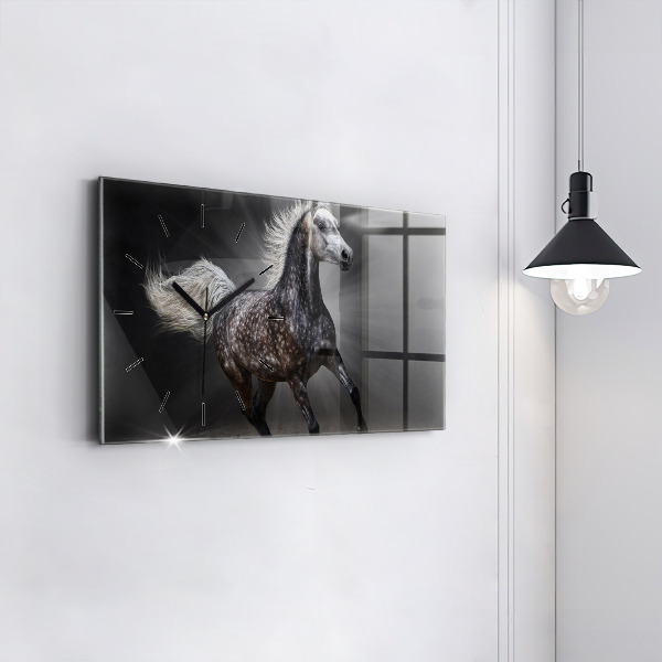 Horizontal wall clock Galloping horse