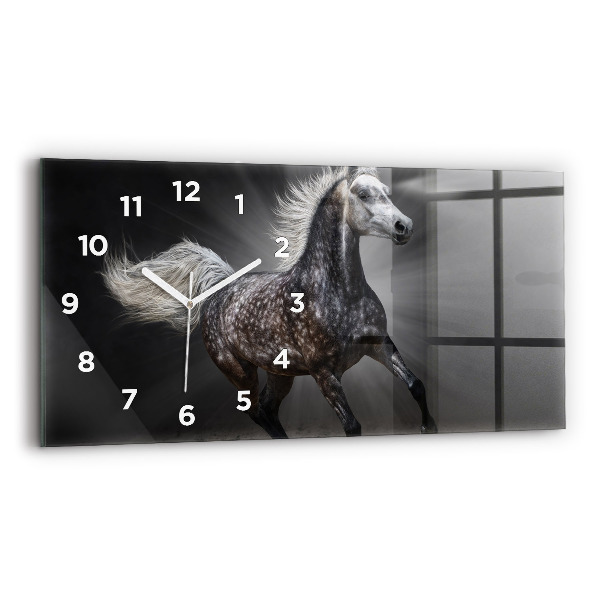 Horizontal wall clock Galloping horse