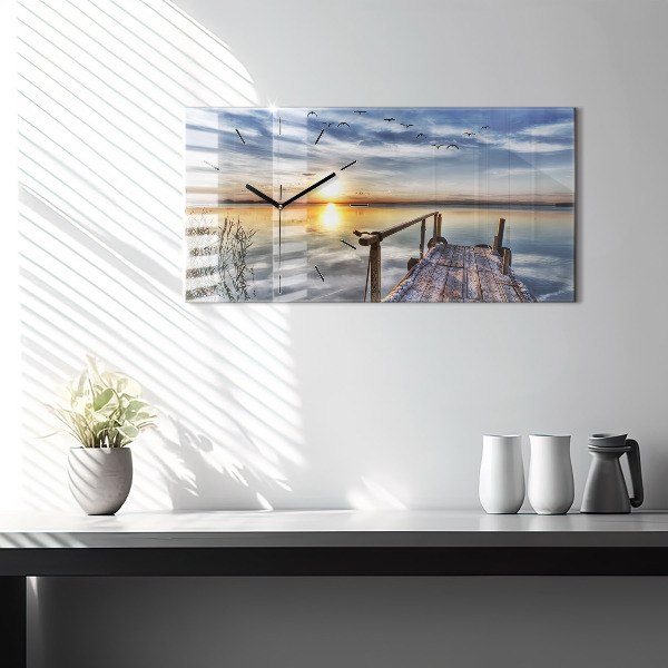 Horizontal wall clock Lake Sunset