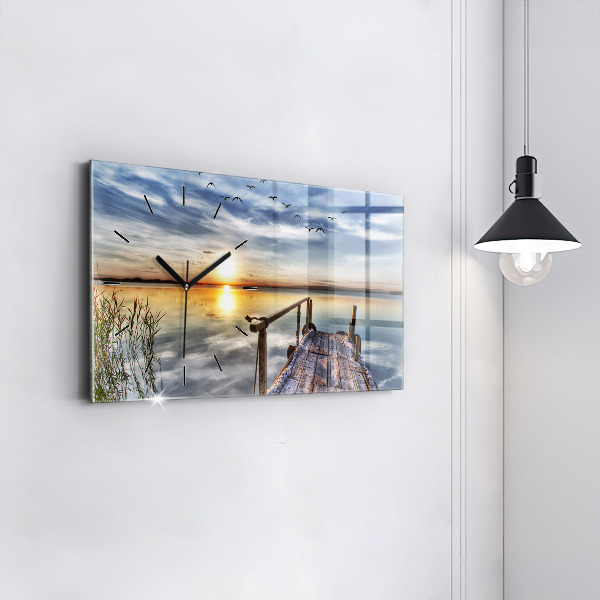 Horizontal wall clock Lake Sunset