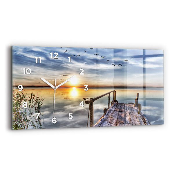 Horizontal wall clock Lake Sunset