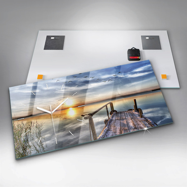 Horizontal wall clock Lake Sunset