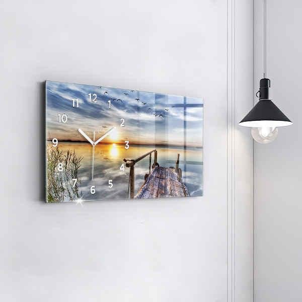 Horizontal wall clock Lake Sunset
