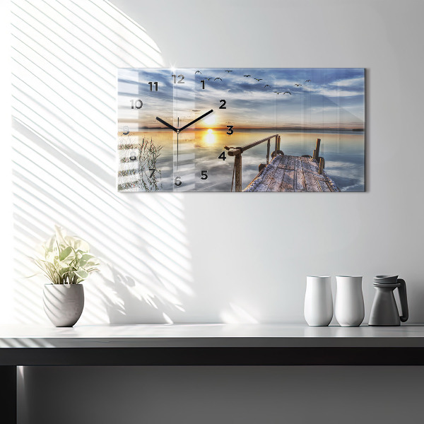 Horizontal wall clock Lake Sunset