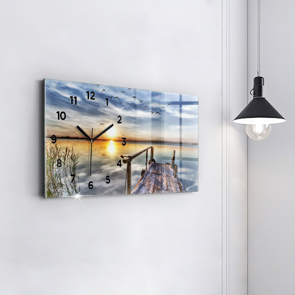 Horizontal wall clock Lake Sunset