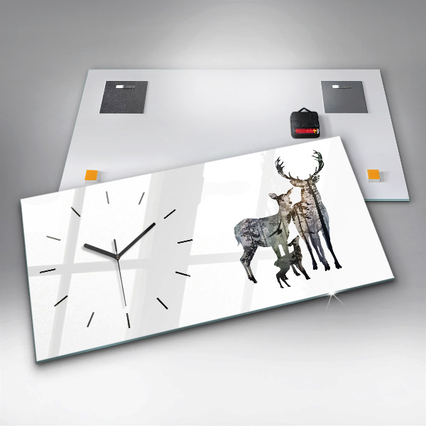 Horizontal wall clock Deer family