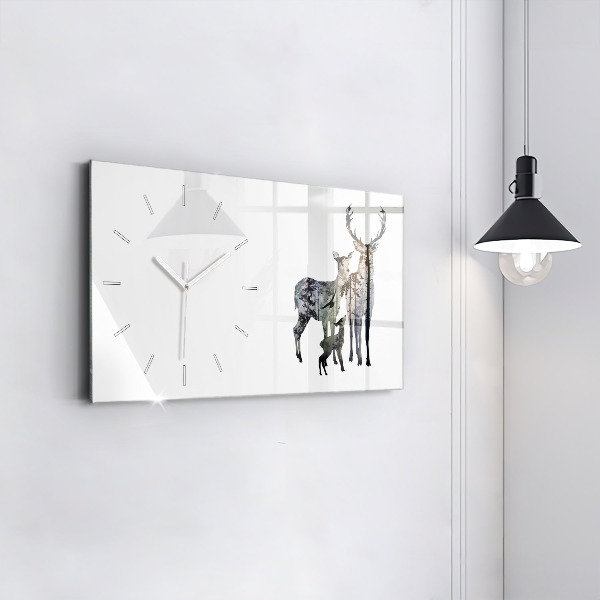 Horizontal wall clock Deer family