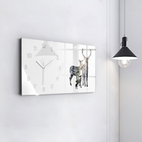 Horizontal wall clock Deer family