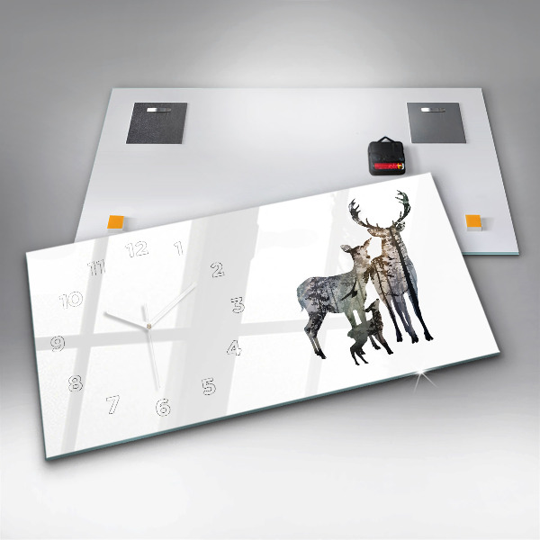 Horizontal wall clock Deer family