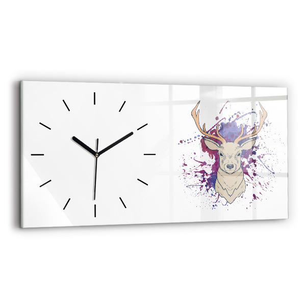 Horizontal wall clock Deer vector illustration