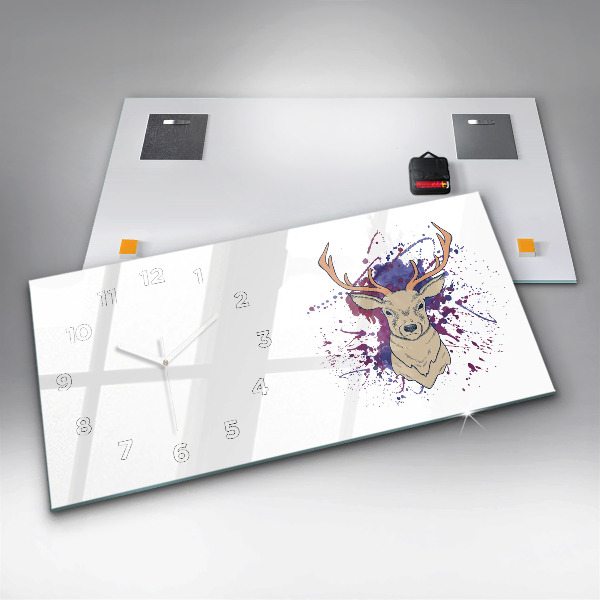 Horizontal wall clock Deer vector illustration