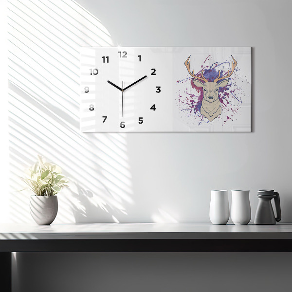 Horizontal wall clock Deer vector illustration