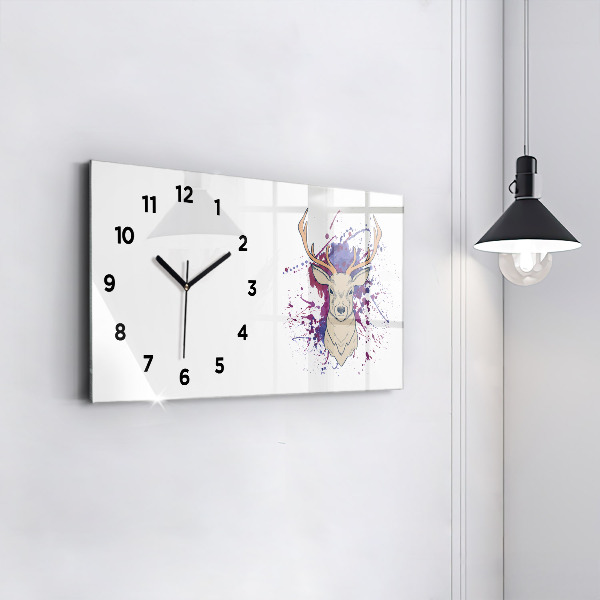 Horizontal wall clock Deer vector illustration