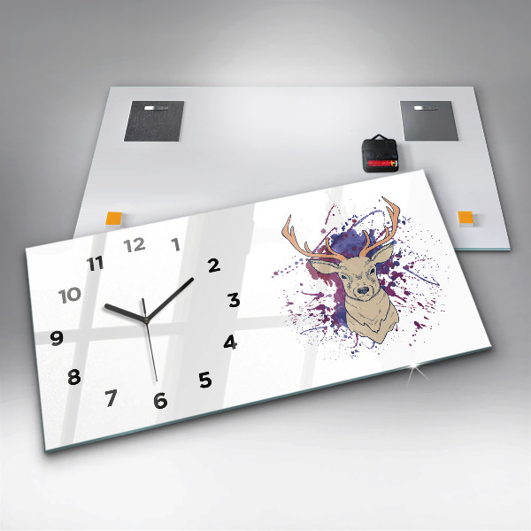 Horizontal wall clock Deer vector illustration