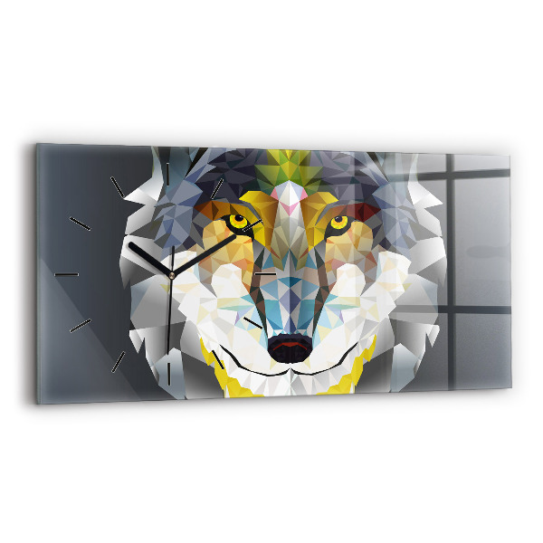 Horizontal wall clock Wolf head