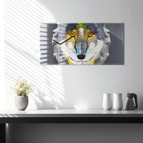 Horizontal wall clock Wolf head