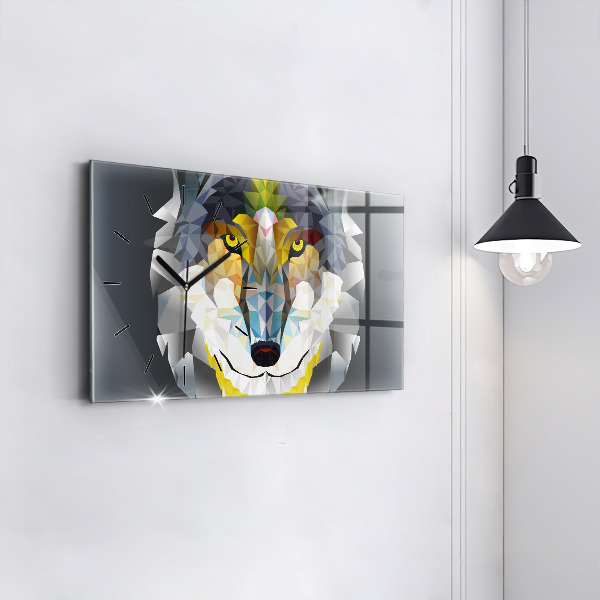 Horizontal wall clock Wolf head