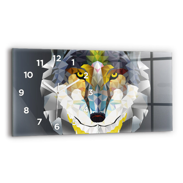 Horizontal wall clock Wolf head