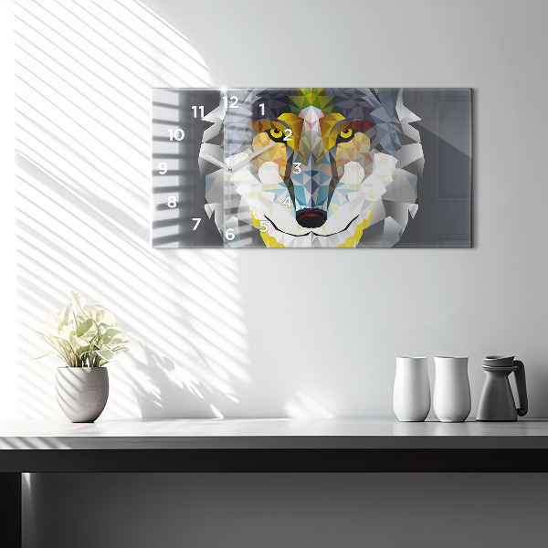 Horizontal wall clock Wolf head